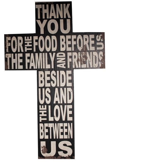 Wood Faith Cross WallDecor with Typography, Black and White, Set of 2