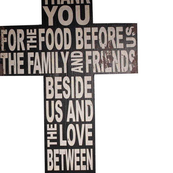 Wood Faith Cross WallDecor with Typography, Black and White, Set of 2