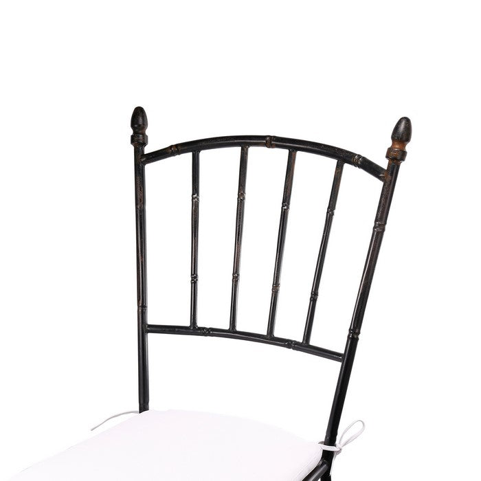 Metal Chair with Slat Style Open Backrest, Black and White
