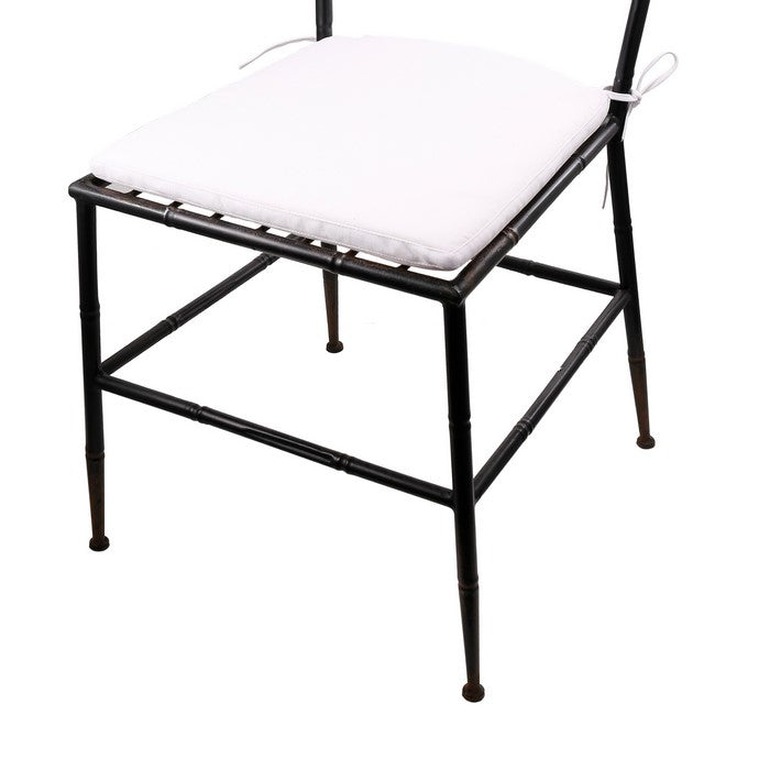 Metal Chair with Slat Style Open Backrest, Black and White