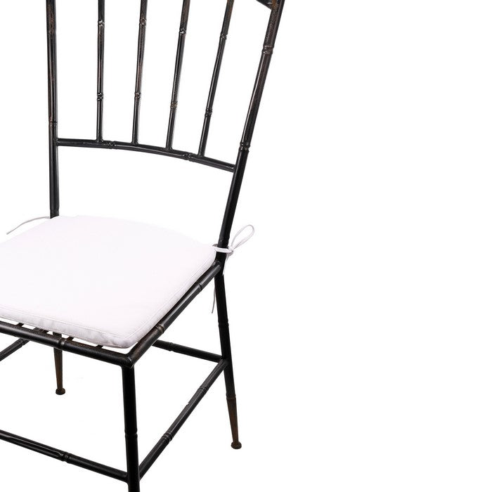 Metal Chair with Slat Style Open Backrest, Black and White