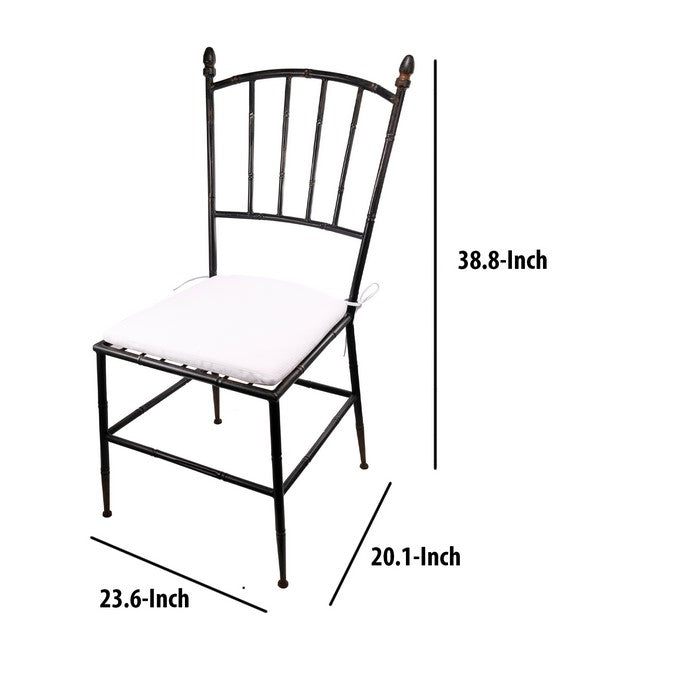 Metal Chair with Slat Style Open Backrest, Black and White