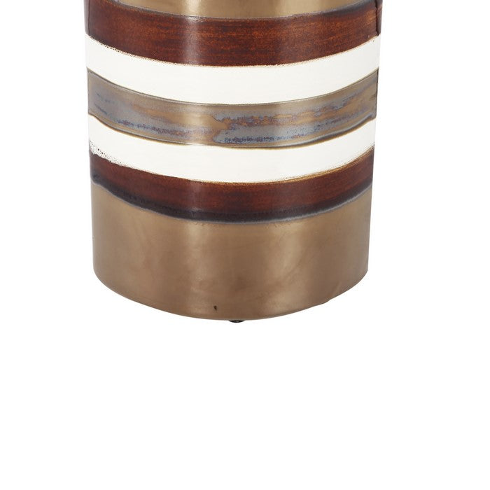 Cylindrical Shape CeramicDecorative Vase with Bands, Multicolor