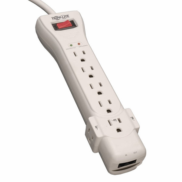 Tripp Lite 7 Outlet Surge Protector Power Strip, 15ft. Extra Long Cord, Right Angle Plug, Fax/Modem Protection, RJ11, $75K Insurance & (SUPER7TEL15)