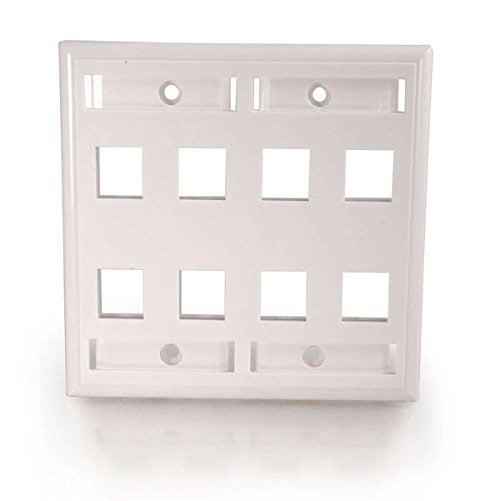 C2G/Cables to Go 03415 8-Port Double Gang Multimedia Keystone Wall Plate, White