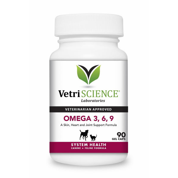 VetriScience Laboratories Omega 3,6,9 for Cats and Dogs, Omega Fatty Acid Supplement for Pets. 90 Soft Gel Capsules