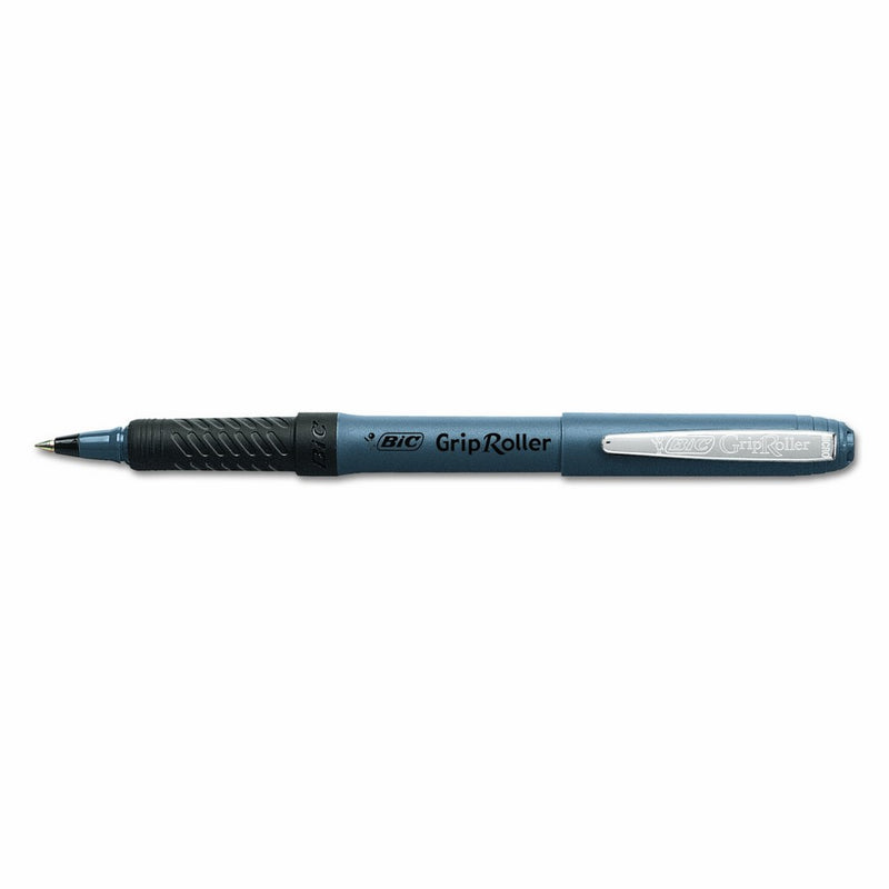 BIC Grip Stick Roller Ball Pen, Micro Fine Point (0.5 mm), Black, 12 Pens