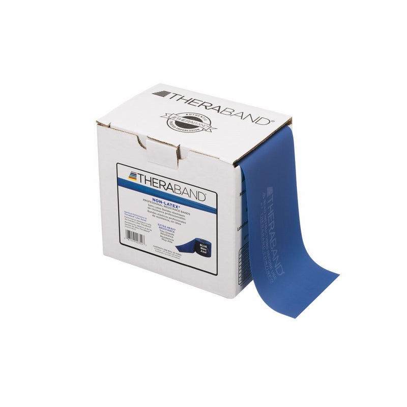 TheraBand Professional Non-Latex Resistance Bands For Upper and Lower Body Exercise Workouts, Physical Therapy, Lower Pilates, 25 Yard Roll Dispenser Box, Blue, Extra Heavy, Intermediate Level 2