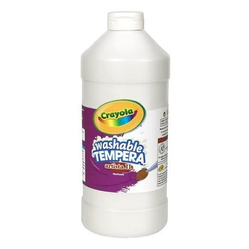 Crayola Tempera Washable Paint 32-Ounce Plastic Squeeze Bottle, White
