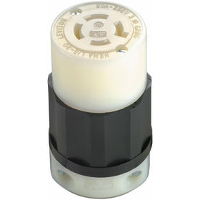 Leviton 2423 20 Amp, 250 Volt 3-phase, NEMA L15-20R, 3P, 4W, Locking Connector, Industrial Grade, Grounding - Black-White