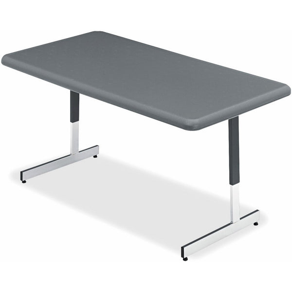 Iceberg ICE65727 IndestrucTable TOO Adjustable Height Resin Utility Table, 60" Length x 30" Width, 21"-31" Height, Charcoal