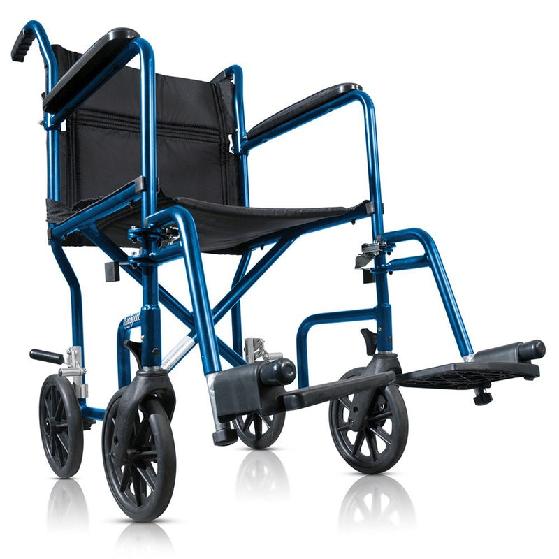 Hugo Portable Transport Wheelchair with Detachable Footrests, Midnight Blue