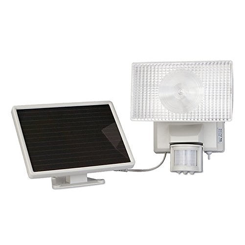 MAXSA Solar-Powered LED Security Floodlight, Motion-Activated Outdoor Light with 50 LEDs, Off White 40224