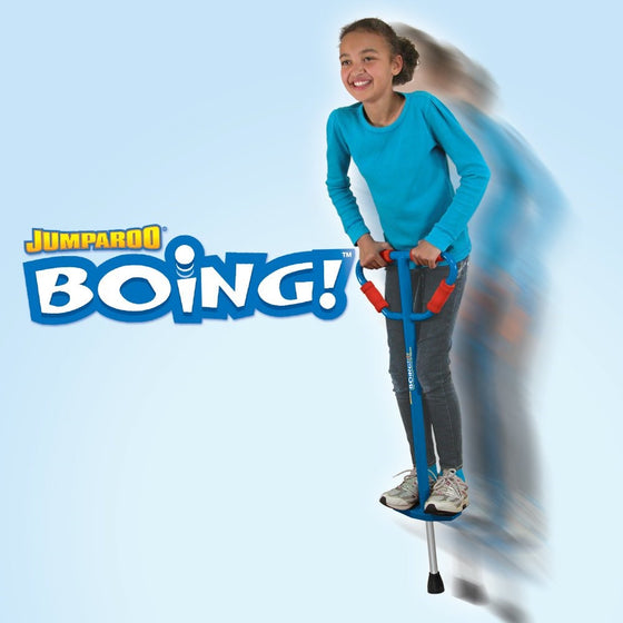 Jumparoo Boing! Pogo Stick by Air Kicks; Medium for Kids 60-100 Lbs, Assorted Colors Blue or Red