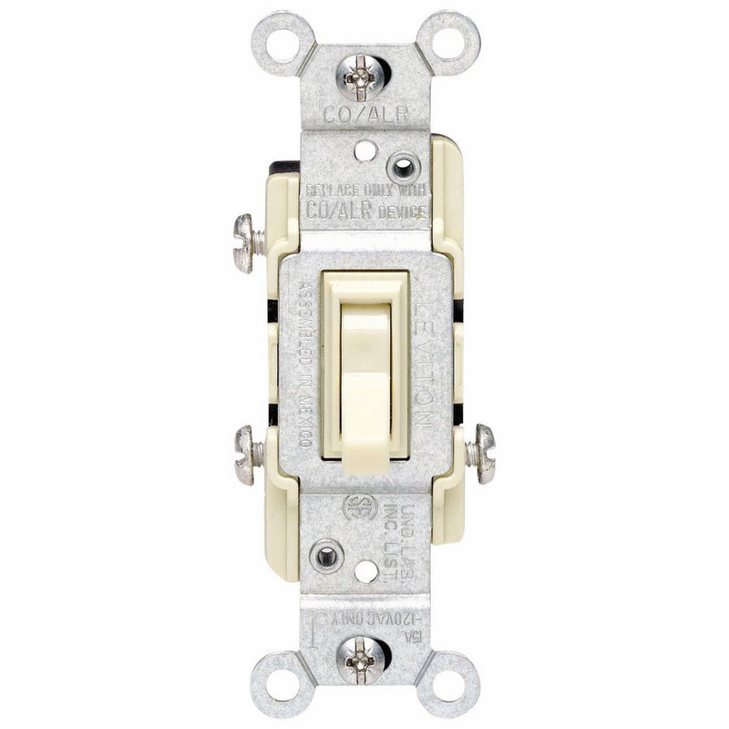 Leviton 2653-2I 15 Amp, 120 Volt, Toggle Co/Alr 3-Way AC Quiet Switch, Residential Grade, Grounding, Ivory