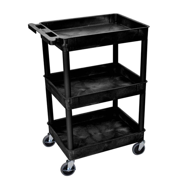 Luxor STC111 40.5" Automotive Utility Cart with 3 Shelves, Black