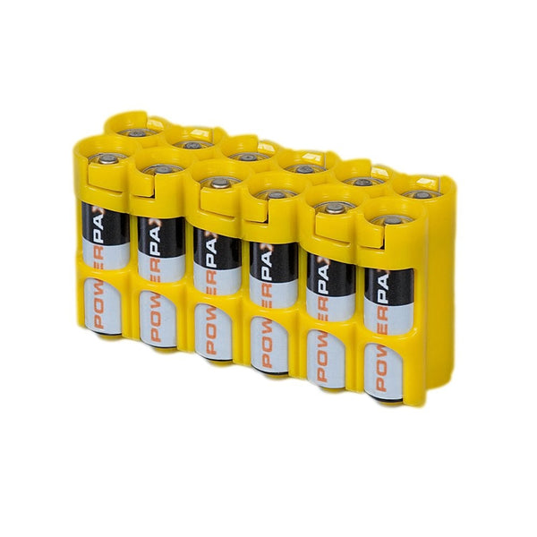 Storacell 12AACY by Powerpax AA Battery Caddy, Yellow, Holds 12 Batteries