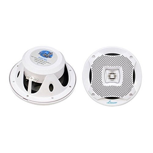 Lanzar 5.25 Inch Marine Speakers - 2 Way Water Resistant Audio Stereo Sound System with 400 Watt Power, Attachable Grills and Resin Treatment for Indoor and Outdoor Use - 1 Pair - AQ5CXW (White)