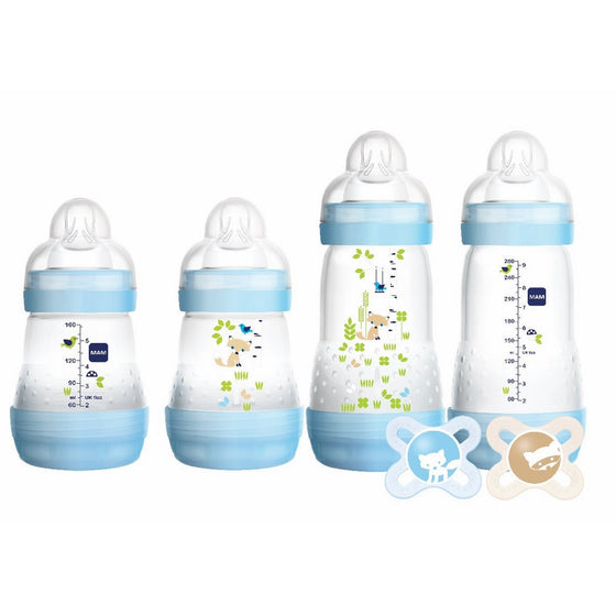 MAM Feed & Soothe Bottle & Pacifier Gift Set, Boy, 0 Months, 6-Count