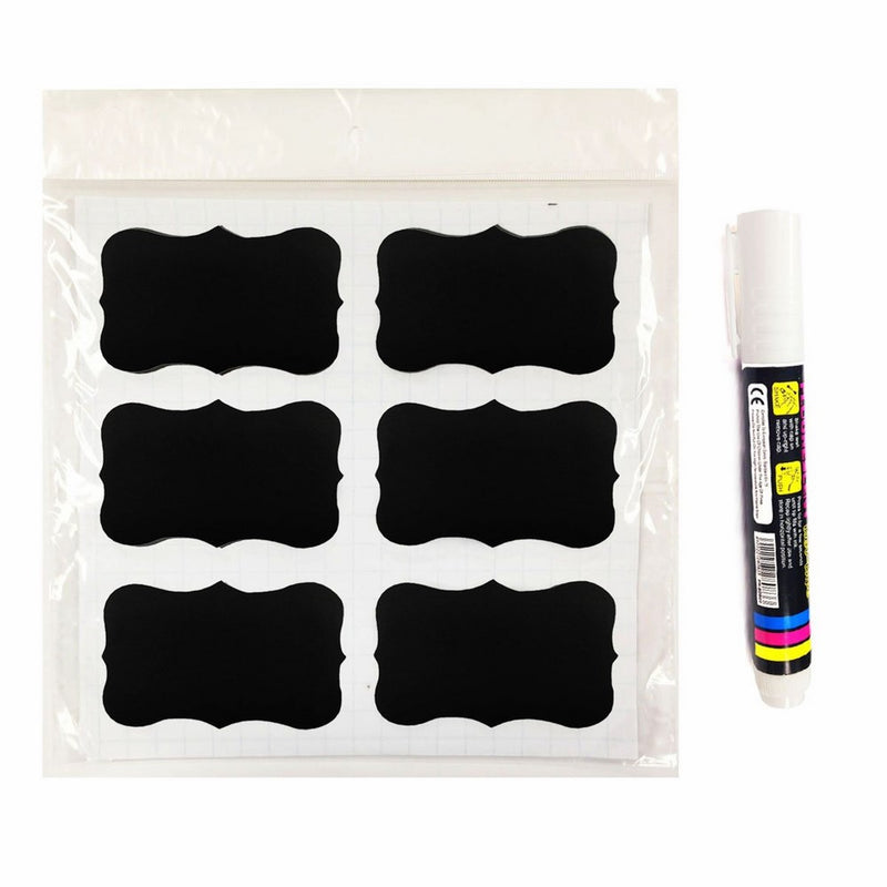 AllyDrew Chalkboard Labels / Chalkboard Stickers & Chalk Marker - Fancy Rectangle (set of 36)
