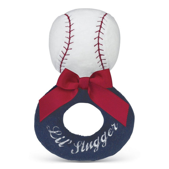 Bearington Baby Lil' Slugger Plush Stuffed Animal Baseball Soft Ring Rattle 5.5"