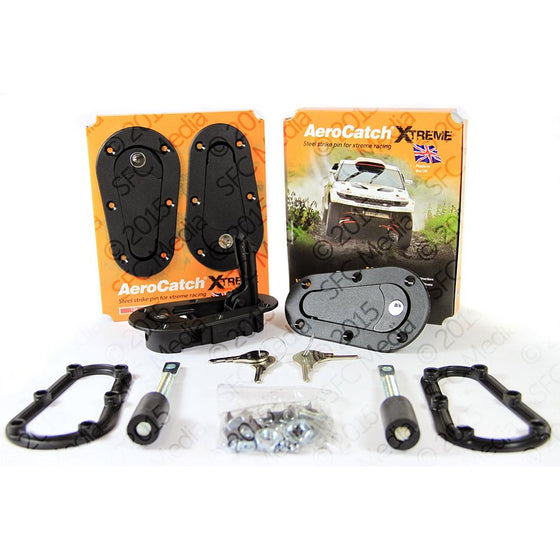 AeroCatch Xtreme Plus Flush Locking Hood Latch Kit - Black - Part # 120-4100