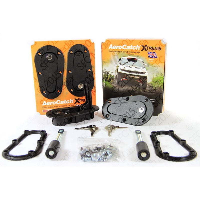 AeroCatch Xtreme Plus Flush Locking Hood Latch Kit - Black - Part # 120-4100