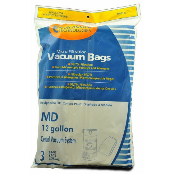 EnviroCare Replacement Vacuum Bags for Modern Day 12 Gallon Central Vacuums 6 Pack