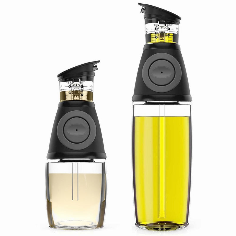 Oil and Vinegar Dispenser Set with Drip-Free Spouts - Olive Oil Dispenser Bottle for Kitchen - 2 Pack Includes 500ml [17oz] and 250ml [9oz] Sized Bottles
