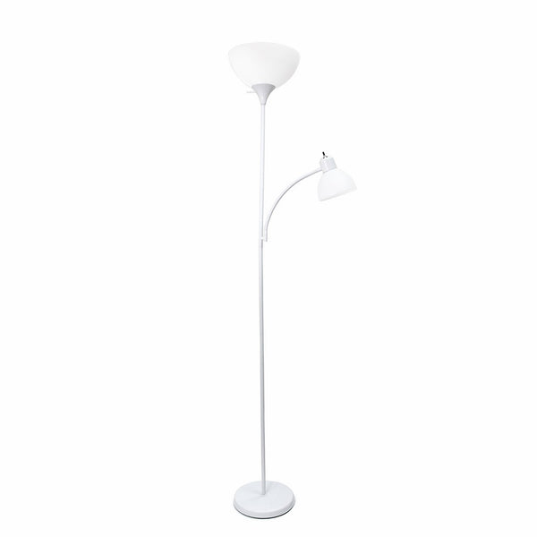 Simple Designs LF2000-WHT Floor Lamp with Reading Light, White