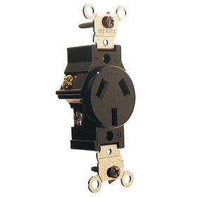 Leviton 5032 20 Amp, 125/250 Volt, Narrow Body Single Receptacle, Straight Blade, Commercial Grade, Non-Grounding, Brown
