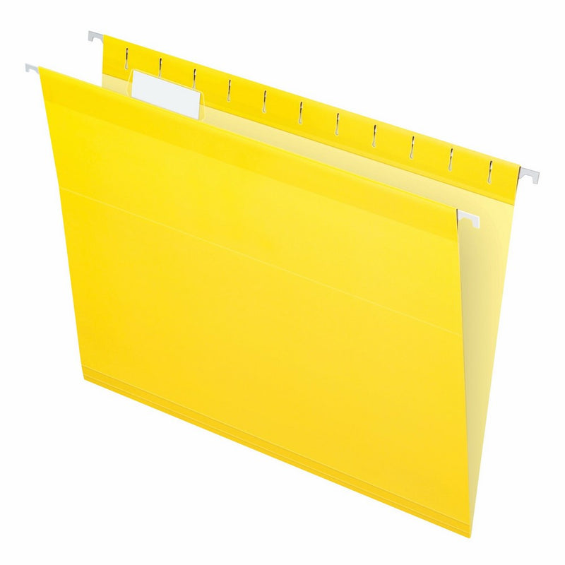 Pendaflex Reinforced Hanging File Folders, Letter Size, Yellow, 1/5 Cut, 25/BX (4152 1/5 YEL)