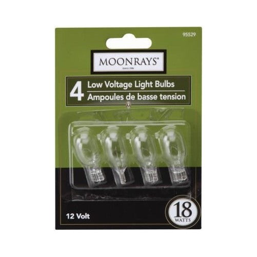 Moonrays 95529 Wedge Base Light Bulbs, Clear, 18-watt, 4-Pack