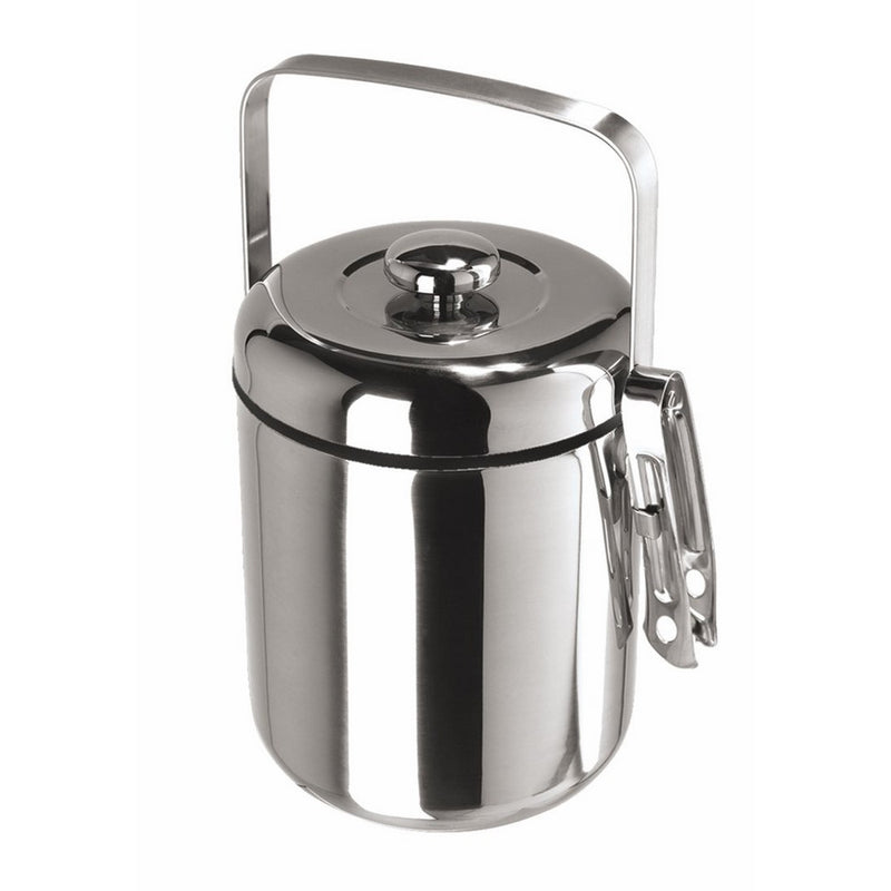 Oggi Galaxy Stainless Steel Mirror Ice Bucket with Black Insert and Tongs