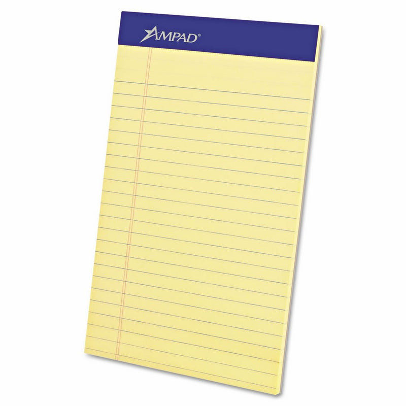 Ampadreg; Evidence Perf Top Pads, Jr. Lgl/Red Margin Rule, 5x8, Canary, 50-Sheet, Dz