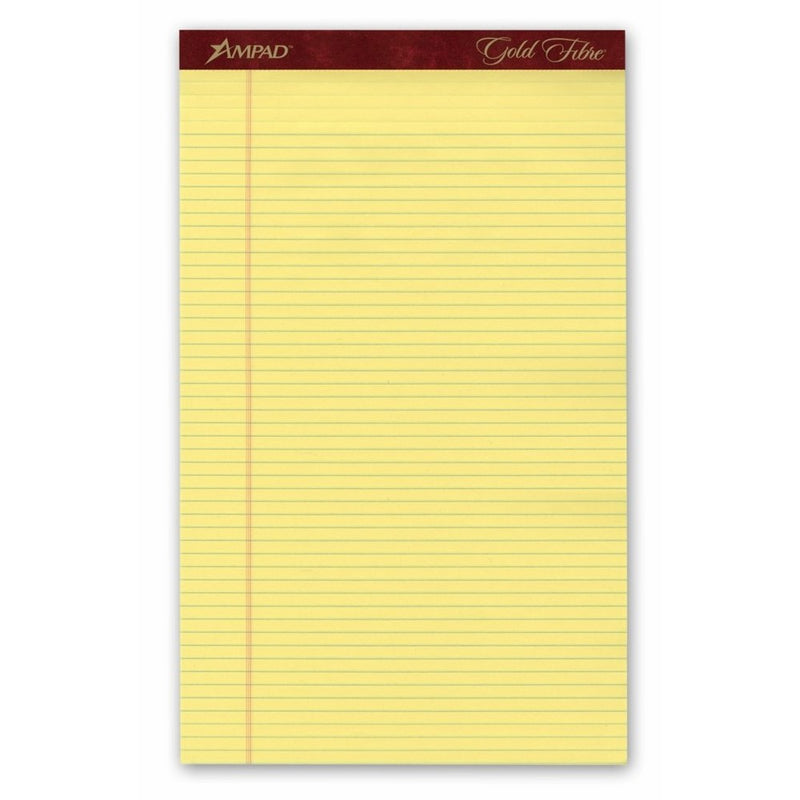 Ampad 20034 Gold Fibre Pads, 8 1/2 x 14, Canary, 50 Sheets (Pack of 12)
