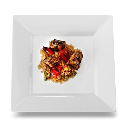 Squares 9.5" Dinner Plate, White (Set of 10)