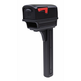 Gibraltar Mailboxes Gentry Large Capacity Double-Walled Plastic Black, All-In-One Mailbox & Post Combo Kit, GGC1B0000