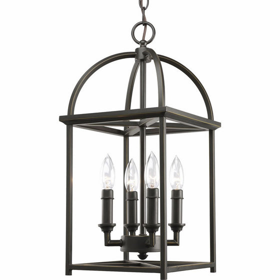 Progress Lighting P3884-20 4-Light Piedmont Foyer Lantern, Antique Bronze