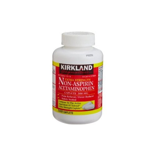 Kirkland Signature Extra Strength Non-Aspirin Acetaminophen 500mg 500-count (Pack of 2)