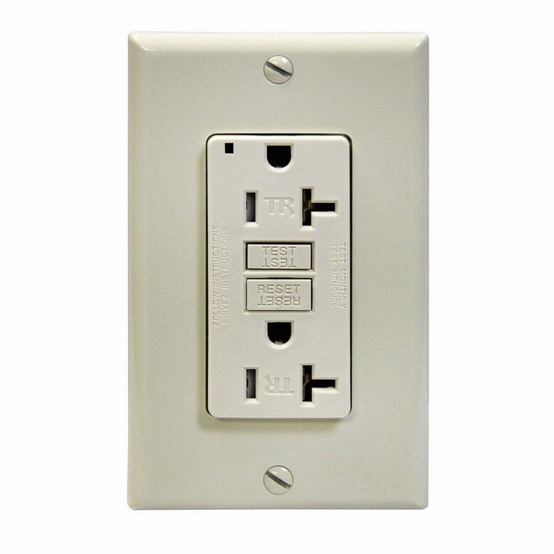Leviton X7899-T SmartlockPro Slim GFCI Tamper-Resistant Receptacle with LED Indicator, 20-Amp, Light Almond