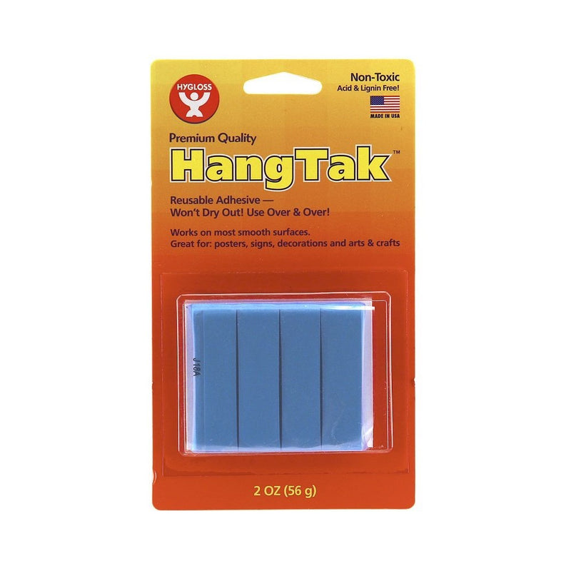 Hygloss Products HangTak Reusable Adhesive Putty - Mounting Wall Sticky Tack For Posters, Signs, Crafts - Blue, 2 Ounces