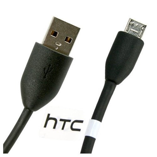 HTC Micro USB Data Cable DC-M400 for HD2, Aria, Legend, Desire A8181, Wildfire, 4G Evo Supersonic and Droid Incredible - Non-Retail Packaging - Black