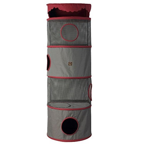 One for Pets 4-Storey All in One Portable Cat Activity Tower, Fuchsia/Grey