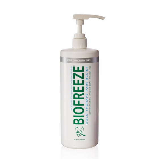 Biofreeze Pain Relief Gel for Arthritis, 32 oz. Bottle With Pump, Fast Acting Cooling Pain Reliever for Muscle, Joint, Back Pain, Cold Topical Analgesic with Colorless Formula, 4% Menthol