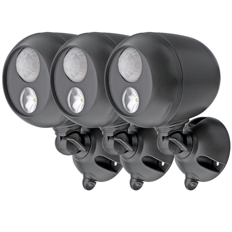 Mr. Beams MB363 Wireless LED Spotlight with Motion Sensor and Photocell, Dark Brown, 3-Pack