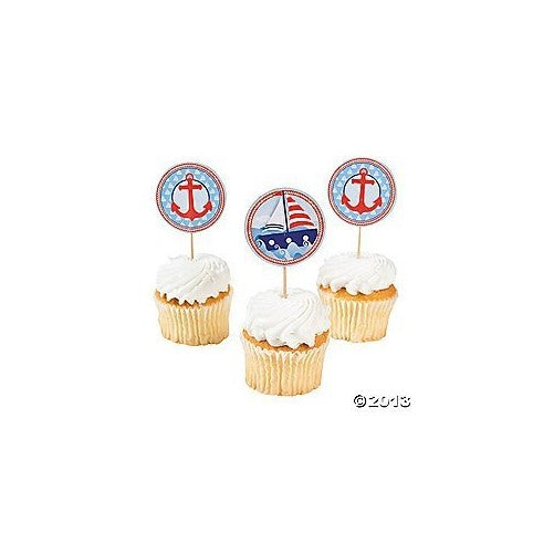 Nautical Sailor Theme Cupcake Picks - 25 ct