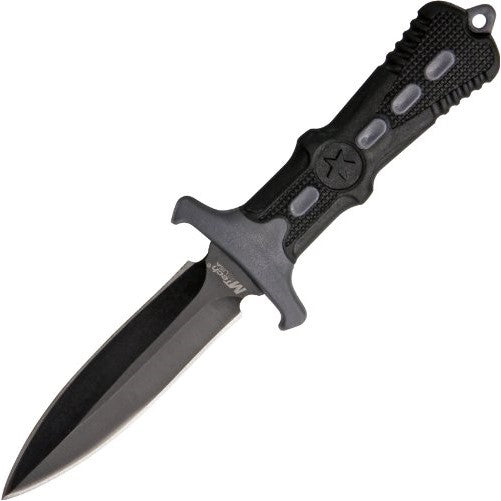 MTECH USA MT-20-14GY Fixed Blade Neck Knife, Black Blade, Black/Grey Handle, 6-1/2-Inch Overall