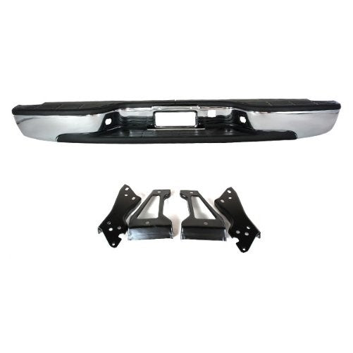 CarPartsDepot 364-15135-20-CH Rear Step Bumper Replacement Steel Bar W/ Pad Chrome GM1103122