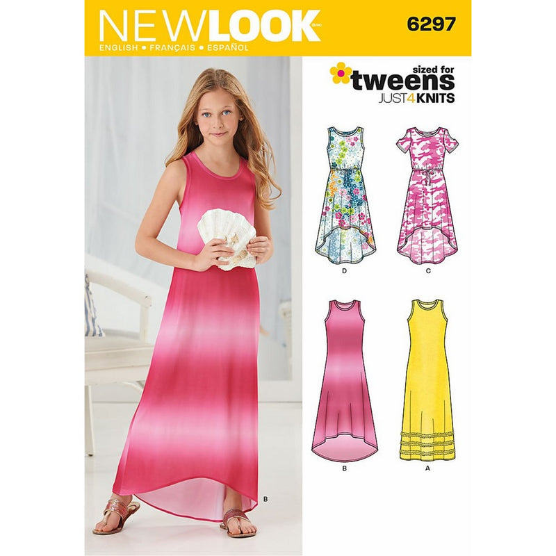 Simplicity Creative Patterns New Look 6297 Girls' Knit Dress, A (8-10-12-14-16)